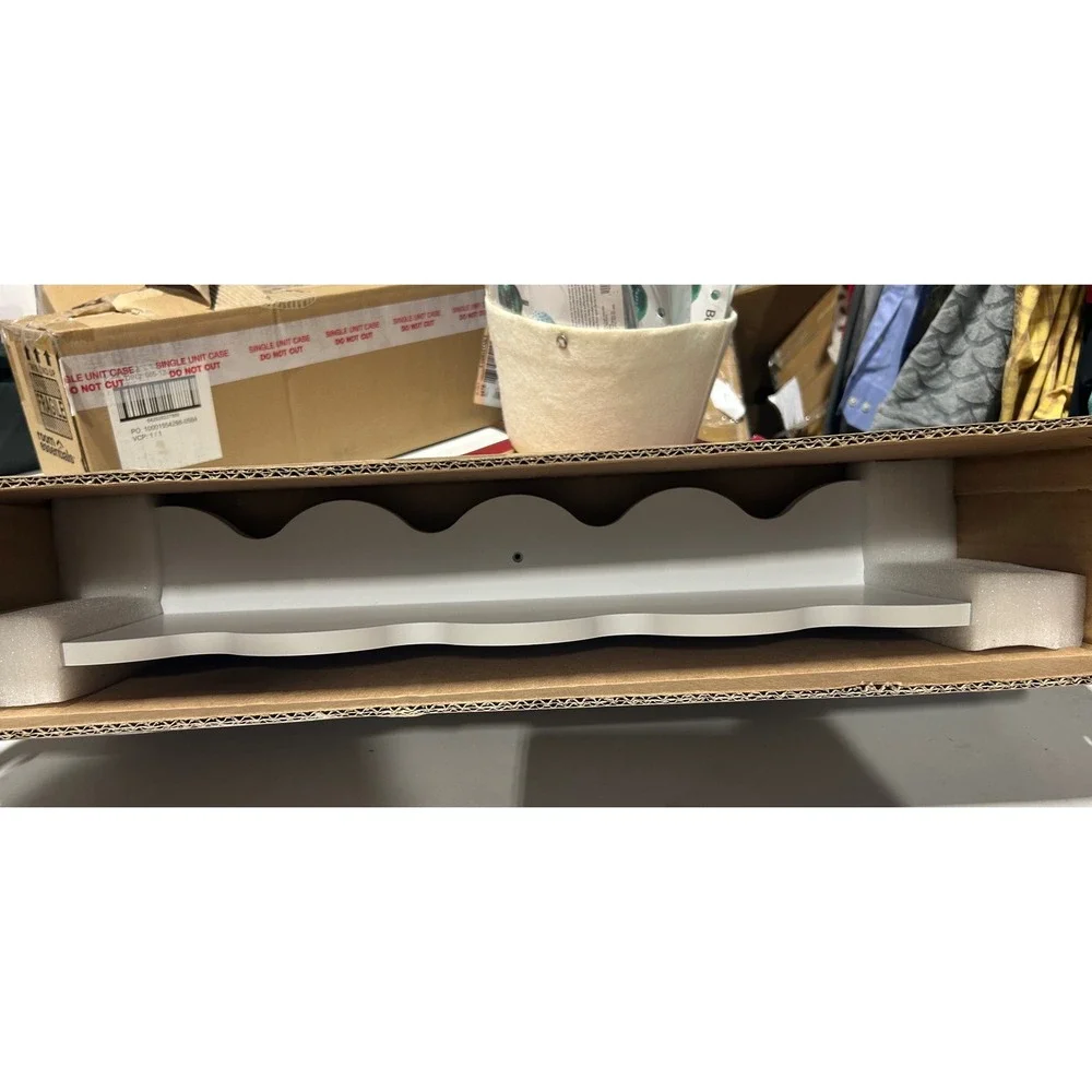 Room Essentials Wavy Wall Shelf 24 Inch White Scalloped Floating 6in Height
